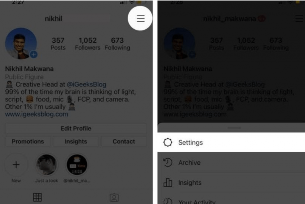 how to logout of instagram app on phone