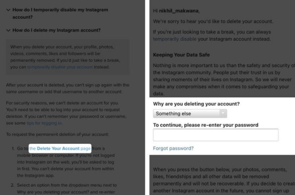 How to delete an Instagram account 5